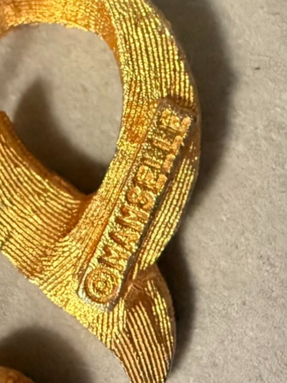 Vintage MAMSELLE Signed Gold Tone Abstract Swirl Brooch Textured Modernist Pin